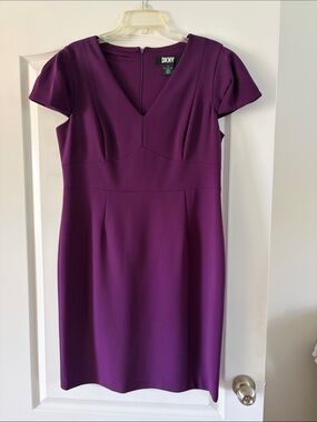 DKNY Plum V-Neck Sheath Dress